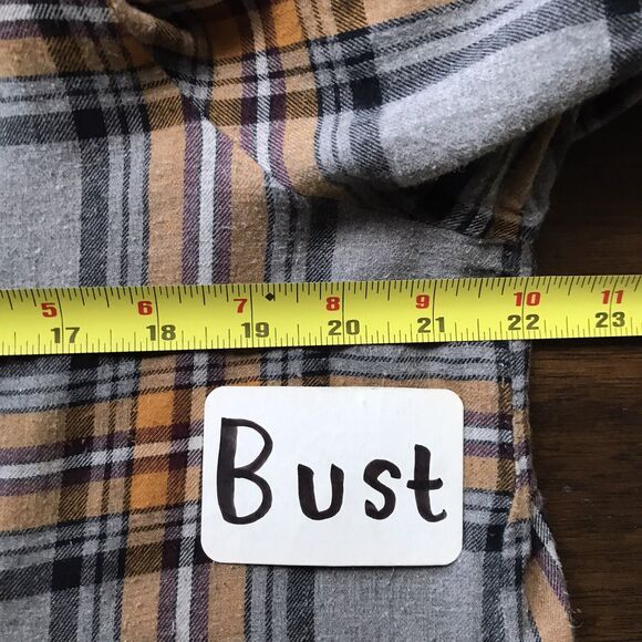 Monki Gray Yellow Plaid Flannel Collared Long Sleeve Casual Winter Shirt Dress M - Picture 9 of 12